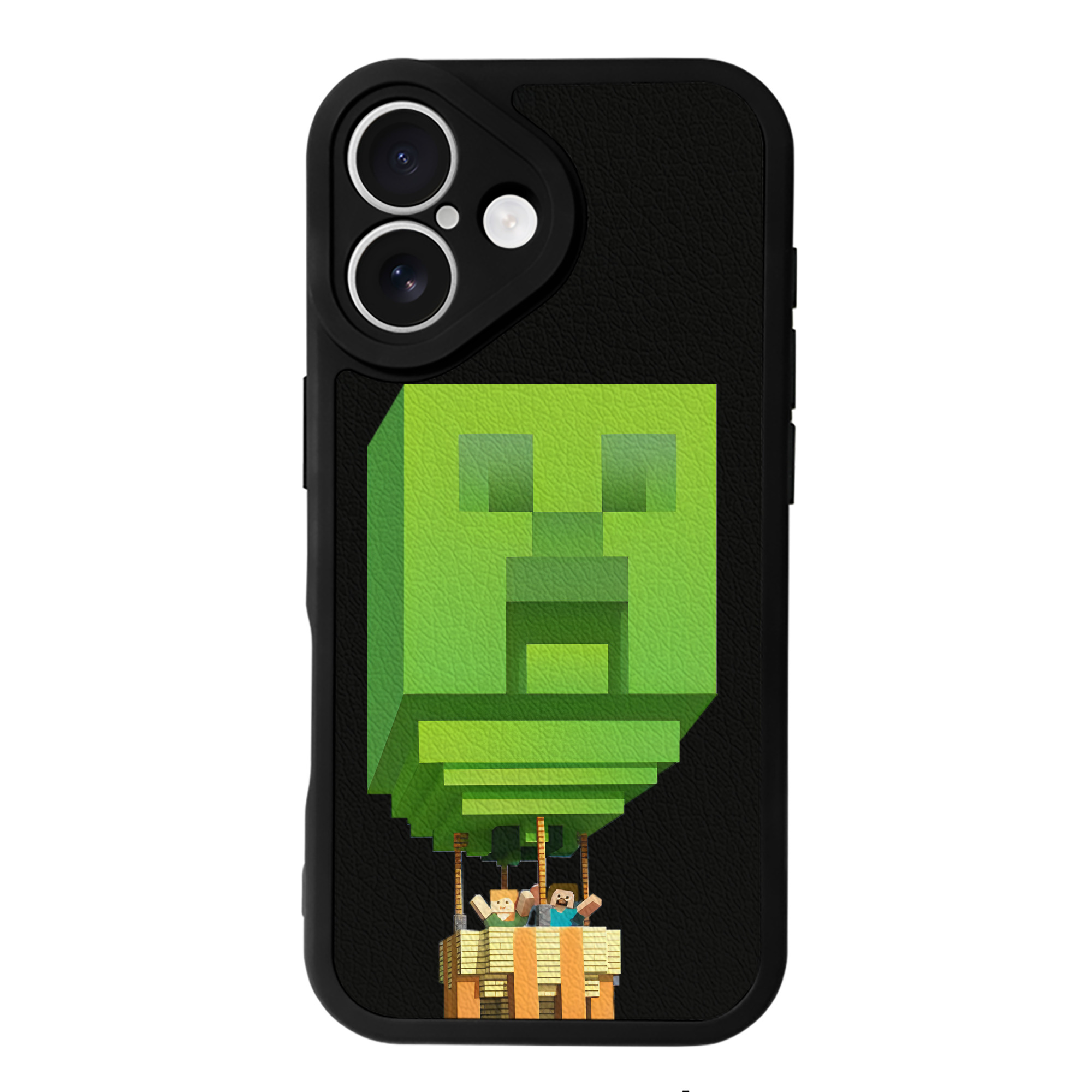 （画像用） マインクラフト ブロックの世界 Minecraft MC Block world 【iPhone 16シリーズ対応】シリコンスマホケース（レザー調） 材質：シリコン